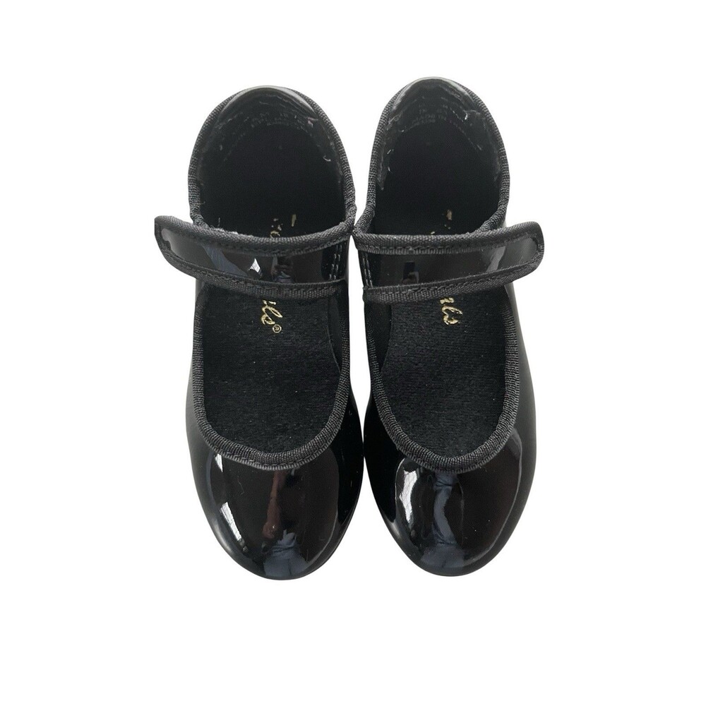 Theatricals Footwear Girls Youth Size 6M Black Patent Leather Tap Shoes